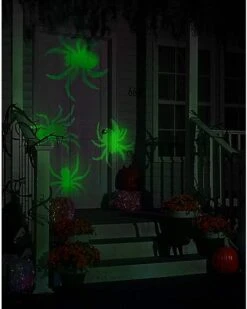 Whirl-A-Motion LED Green Spiders Projection Spot Light -Halloween Decoration Shop 01306455 c