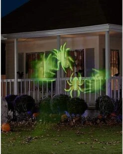 Whirl-A-Motion LED Green Spiders Projection Spot Light -Halloween Decoration Shop 01306455 e
