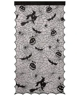 Light Up Lace Spider Web Window Curtain 5 Light Up Lace Spider Web Window Curtain -Halloween Decoration Shop 01409705 b