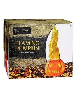 Light-Up Flaming Pumpkin - Trick 'r Treat -Halloween Decoration Shop 01490200 e