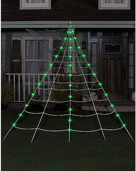 10 Ft. Light Up Green Spider Web 3 10 Ft. Light Up Green Spider Web