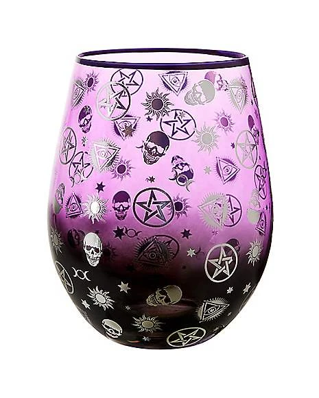Mystical Arts Symbols Stemless Wine Glass - 20 Oz. 3 Mystical Arts Symbols Stemless Wine Glass - 20 Oz.