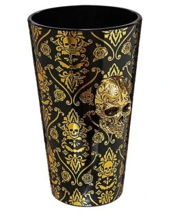 Gothic Noir Skull Glass Set 2 Pack - 16 Oz. -Halloween Decoration Shop 01564442 e