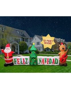 4 Ft Light Up Feliz Navidad Inflatable Decoration -Halloween Decoration Shop 07514565 c